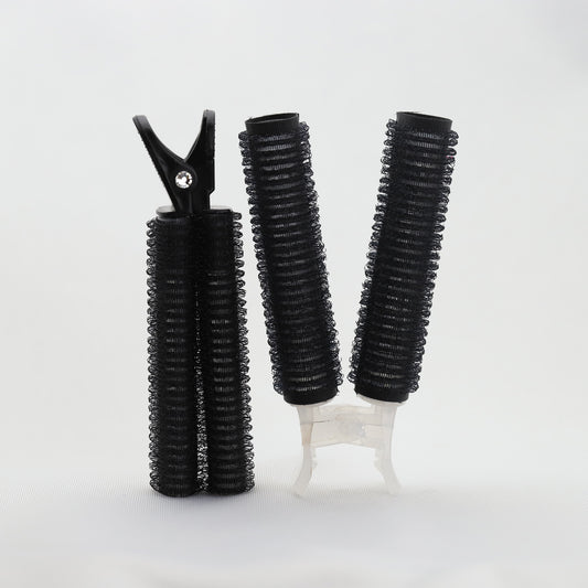 【 カリスマ美容師監修&お客様に合わせた使い方動画付き】KAMISTORY カミカミカーラー 前髪カーラー 前髪カット ヘアブラシ(ブラック大小set)